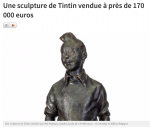 Une sculpture de Tintin vendue à près de 170 000 euros
